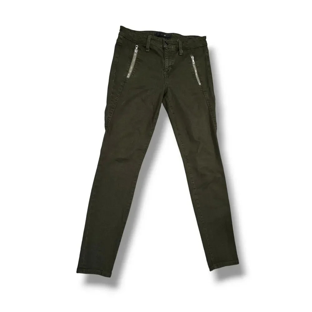 JOE'S JEANS Women's Olive Green Skinny Jeans Front Zipper Detail Size 27